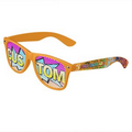 Orange Logo Lenses Custom Printed Lenses Retro Sunglasses - Full-Color Full-Arm Printed